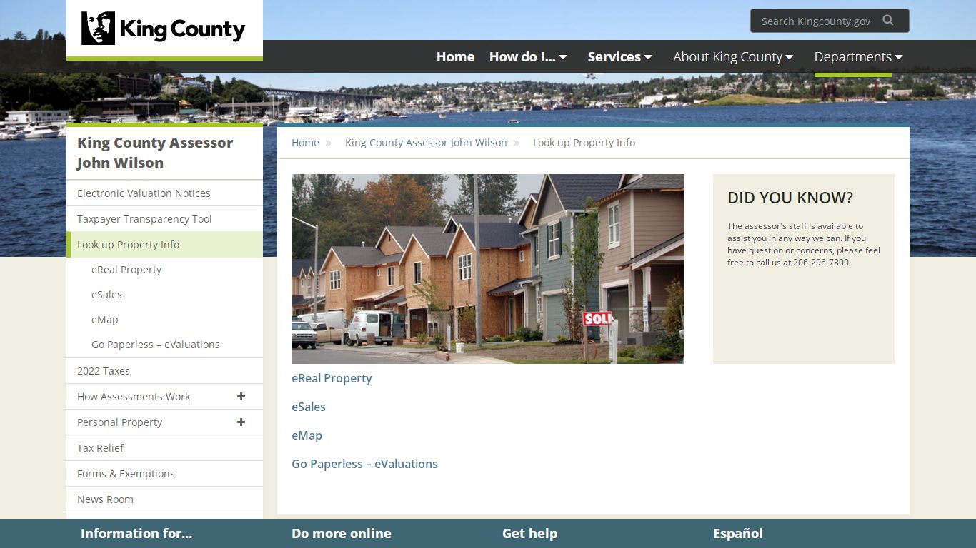 Look up Property Info - King County - King County, Washington