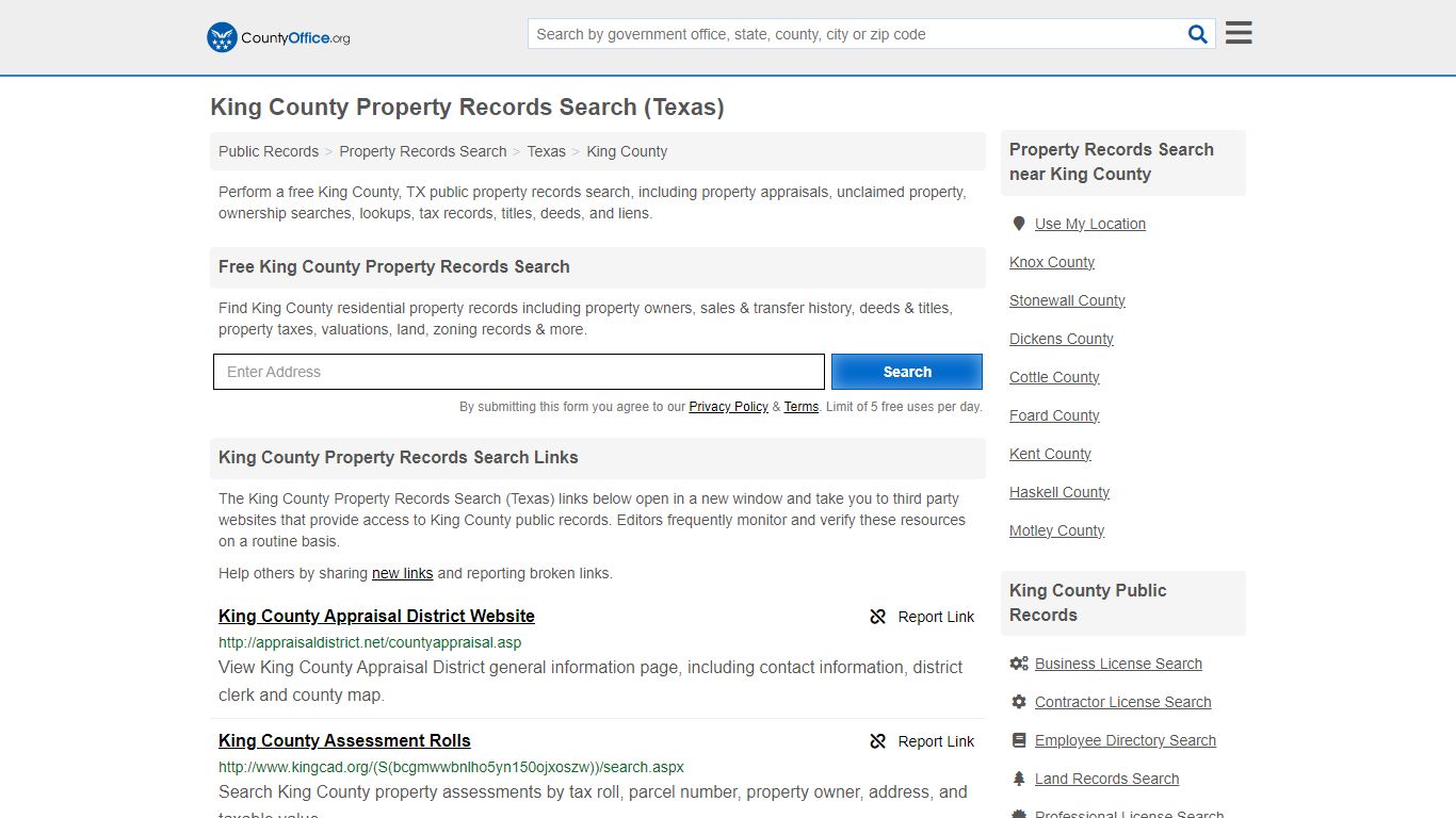 King County Property Records Search (Texas) - County Office