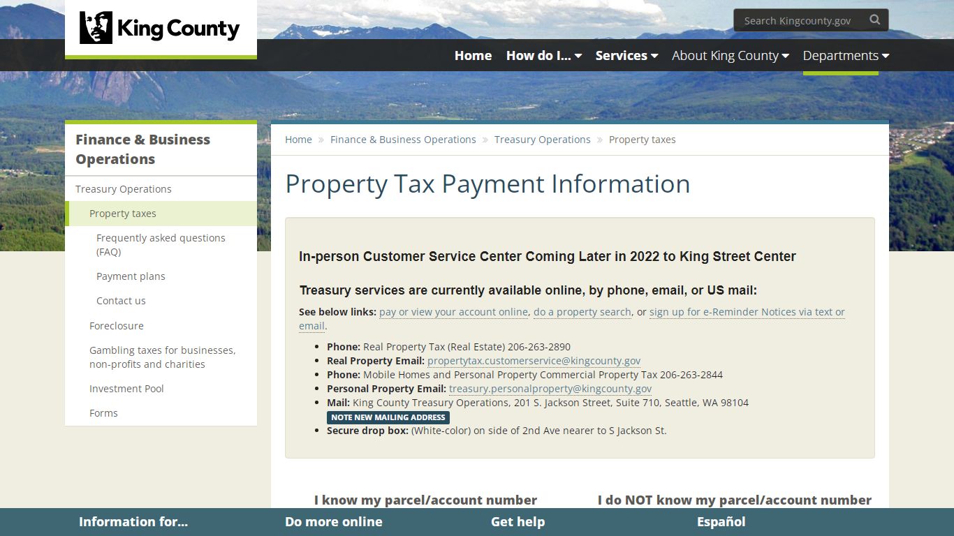 Property Tax Payment Information - King County